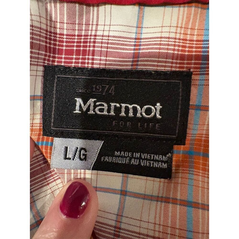 Marmot Men's Orange Plaid Short Sleeve Button-Up Shirt Size L - Picture 7 of 9